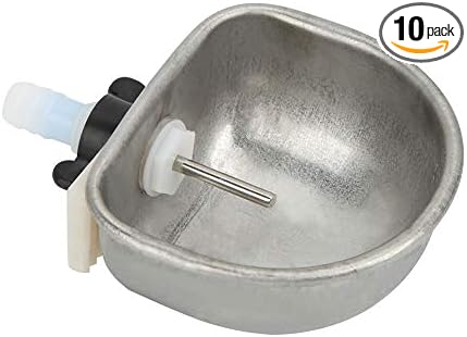 Gloglow rabbit water feeder front view showing stainless steel bowl and nipple drinker.