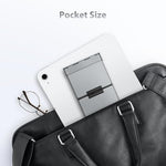 Rechargeable travel keyboard by iClever paired simultaneously with a smartphone and tablet.