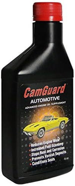 Back label of Camguard 8 fluid ounce engine treatment