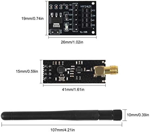 Close up of Nrf24l01 wireless module and breakout adapter