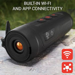 ATN handheld night vision monocular angled view showing durable weatherproof body seals