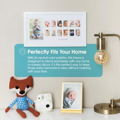 Pearhead baby first twelve months memory keepsake frame with silver stamping