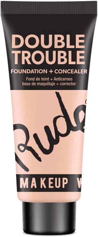 Rude Cosmetics Double Trouble Foundation Cocoa shade tube bottle