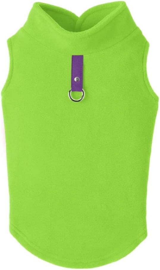 Gooby fleece vest dog sweater lime medium front view