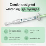 Close up view of the distinctive green plunger on the Opalescence 20 percent carbamide peroxide syringe