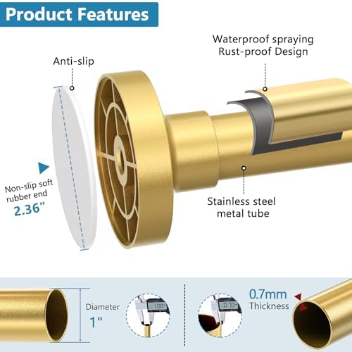 Bonpally adjustable tension rod for bathroom decor