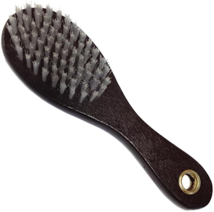 Marshall Pet Products Ferret Grooming Brush front view featuring dark wooden handle and soft bristles.