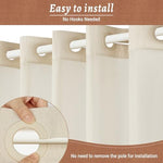 The see-through sheer mesh top window panel on the hotel style shower curtain.