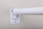 White telescopic closet rod with mounting hardware components