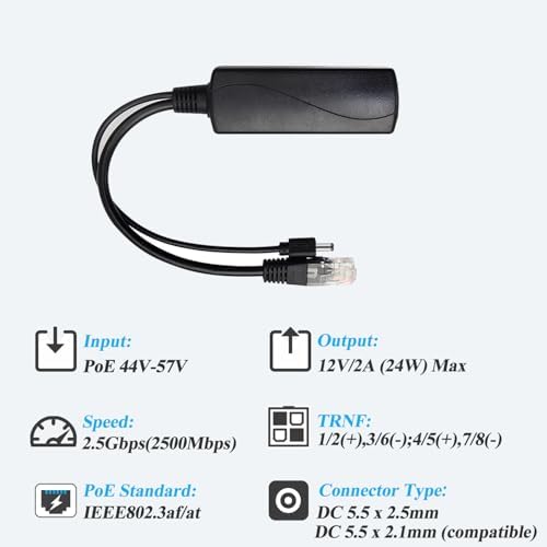 REVODATA high speed network splitter showing clear product dimensions and safety certifications print.