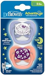 Dr Brown's Natural Flow Baby,Infant Silicone Dr. Brown's Advantage Pacifiers, Stage 1, Glow in The Dark, Pack of 2, Pink, Birth+ to 6M - Image 2