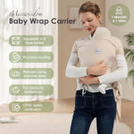 Side angle of a parent comfortably using the Misswisdom hands free baby carrier for an infant.
