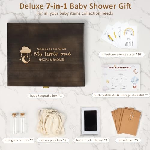 Shinlar baby memory box showing glass bottles and canvas pouches