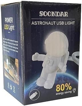 Packaging contents of the SOONDAR creative space theme mini portable desk lamp accessory