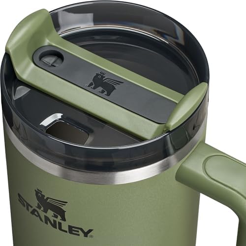 Stanley FlowState three position lid close up view splash resistant design.