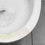 Bathroom hygiene accessory kit showing the splash protector installed for kids and adult men.