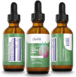 Close up of Life-Flo Liquid Iodine Plus label and dropper