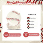 Stack of 50 disposable baseball dessert plates for sports party