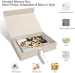 Sprsthai linen photo organizer box with lid open