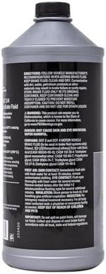 Back label of Valvoline DOT 3 and DOT 4 synthetic brake fluid with SAE J1703 and FMVSS 116 compliance info.
