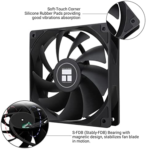 Thermalright 1550 RPM PC cooling fan demonstrating the 55 centimeter daisy chain connection cable layout.