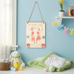 Unisex baby holiday milestone photo prop sign with jute rope for nursery wall hanging.