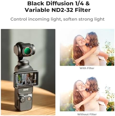 Side profile of K&F Concept filter on Osmo Pocket 3 showing slim design