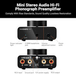 High fidelity low noise turntable preamplifier showcasing dual outputs for modern speakers