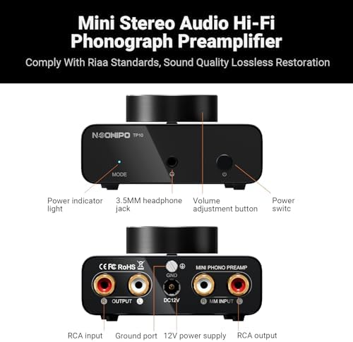 High fidelity low noise turntable preamplifier showcasing dual outputs for modern speakers