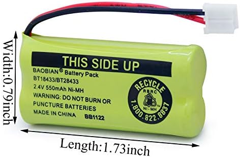 Close up view of the 2.4V NiMH telephone battery pack highlighting the AAA cell construction.