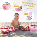 Side profile of Spark Moments pink kids travel toilet