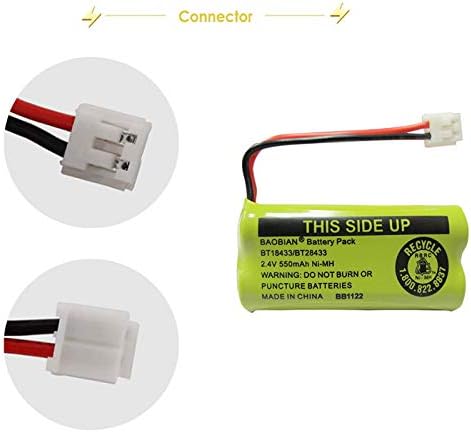 Detailed shot of the connector wire on the BAOBIAN 550mAh landline telephone battery pack.