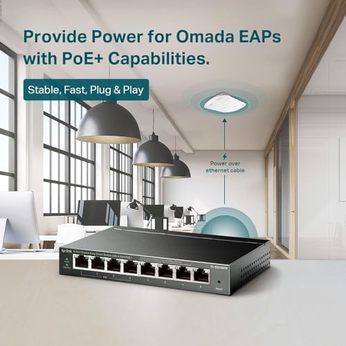 Authentic imported TP-Link TL-SG108PE network switch retail packaging box details