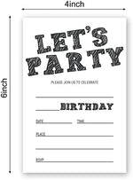 LoaHak minimalist birthday invitations pack with twenty cards and twenty white envelopes.