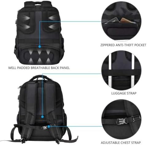 KROSER extra large travel bag rear view showing padded shoulder straps and luggage sleeve