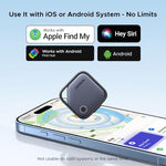 UGREEN cross platform smart item locators for iOS and Android displayed with included USB-C charging cables.