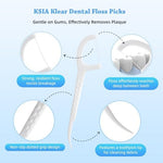 Detailed shot of the pointed toothpick tail end on the KSIA Klear dental stick designed for deep interdental cleaning.