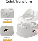 Side view of Minimiss potty trainer with high splash guard
