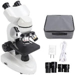 Yoidesu premium white metal microscope showing full kit presentation with carrying bag.