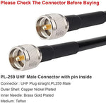 Close up of nickel-plated UHF connector with heat shrink tubing