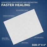 Individually wrapped 3x4 inch non adherent dressings for painless bandage removal
