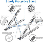 Rear view of the Sopholid silver laptop riser illustrating the open hollow frame optimized for device cooling and airflow.