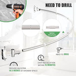 Detailed view of the wall-mounted swivel bracket for shower rod