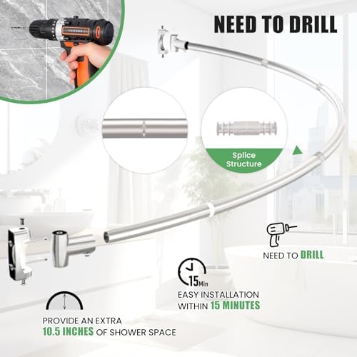 Detailed view of the wall-mounted swivel bracket for shower rod