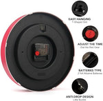 Homotte educational pink wall clock showing quarter past and half past labels for kids