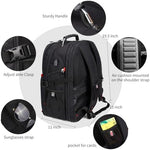 SHRRADOO business travel bag back panel demonstrating the U-shaped 3D ventilation mesh and luggage strap.