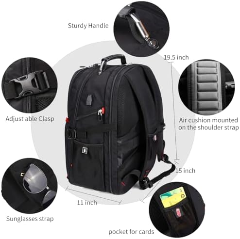 SHRRADOO business travel bag back panel demonstrating the U-shaped 3D ventilation mesh and luggage strap.