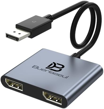 Buerlaseul dual monitor adapter displaying the dual output ports for multi display setups.