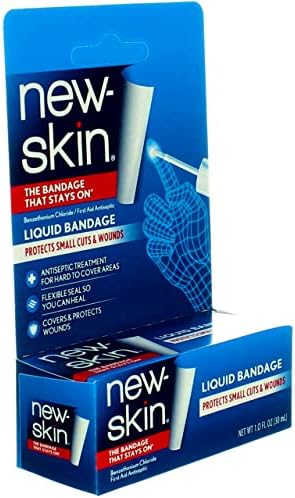 New-Skin Liquid Skin Bandage bottle with brush applicator for precise skin glue placement