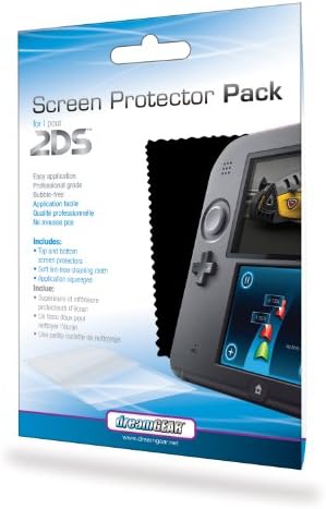 Included cleaning cloth and application squeegee for Nintendo 2DS screen protector